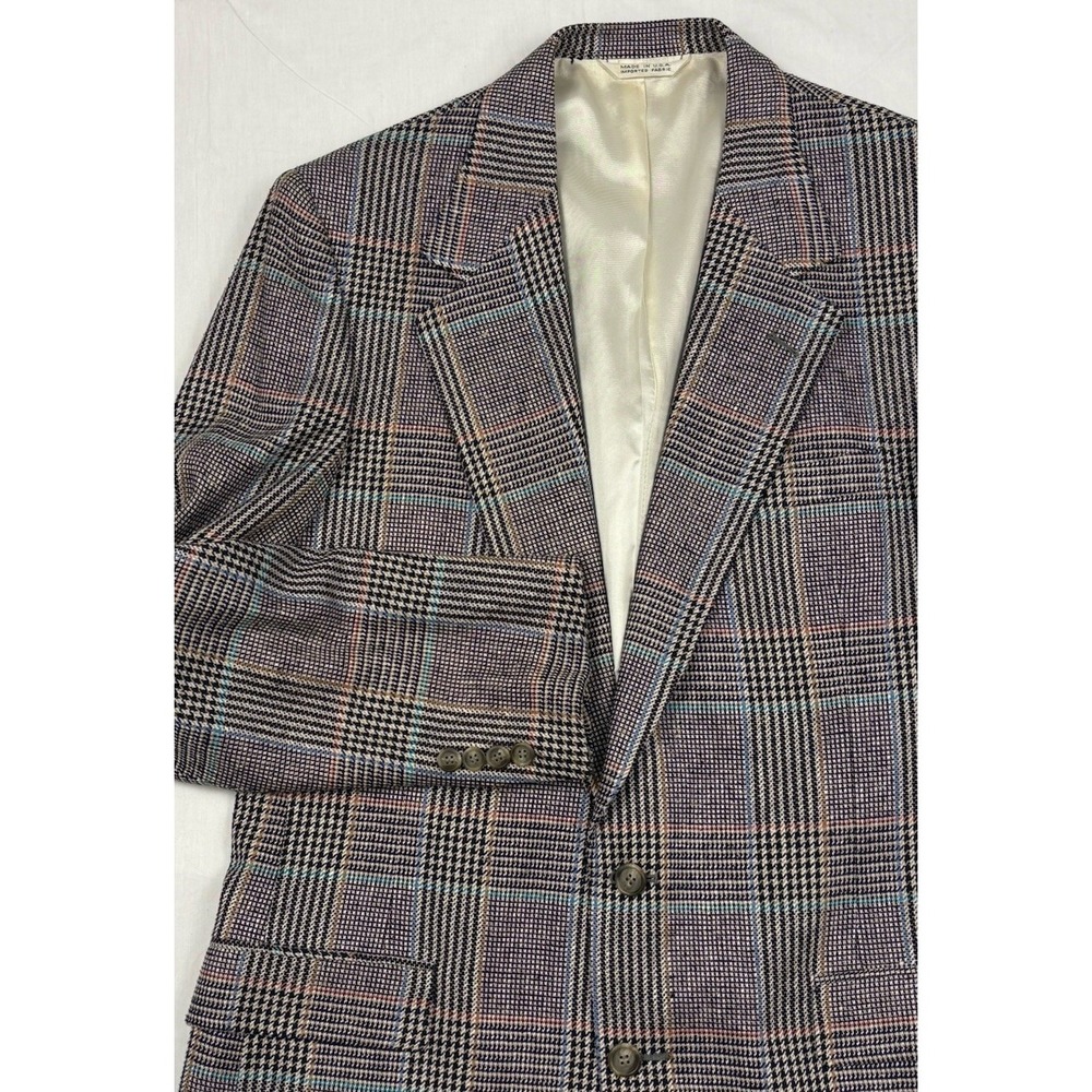 VTG Alexander Julian Colours 100% Silk Tweed Sport Coat 42R Plaid Multicolor EUC